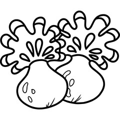 Fototapeta premium Sea Anemone Coral Blob Underwater Marine Hand Drawn Doodle Illustration