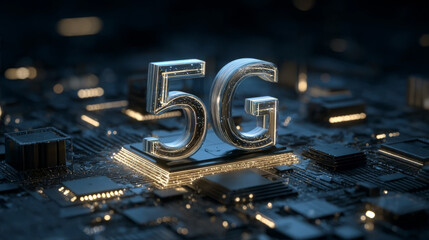 Conceptual Representation of 5G Technology on a Digital Circuit Board