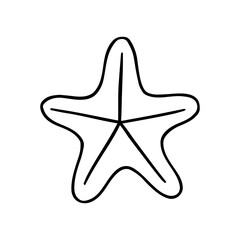 Obraz premium Hand drawn vector Starfish. Doodle sea star isolated on white background. Nautical template. Star, fish, ocean, underwater