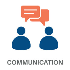 Communication Silhouette Glyphs Color Blue With Orange Concept Simple Style Design Vector