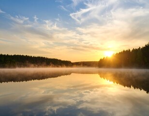 Obraz premium Peaceful lake sunrise