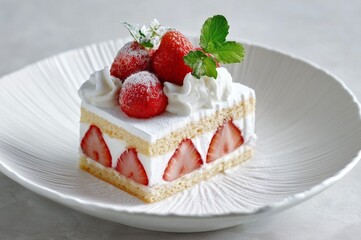 生クリームと苺のショートケーキ（スイーツ・デザート・クリスマス・洋菓子）