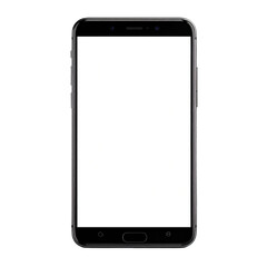 A black smartphone with a blank white screen