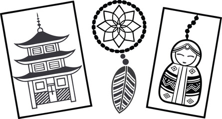 Cultural icons celebrate global diversity with intricate artistic representations and symbolic motifs