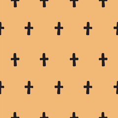 Crosses pattern. Seamless abstract pattern. Orange template. Religion, Halloween or death theme.