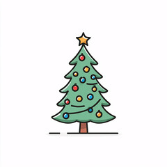 A bright and cheerful cartoon-style Christmas tree adorned with colorful ornaments, symbolizing the spirit of holiday celebration and family warmth.