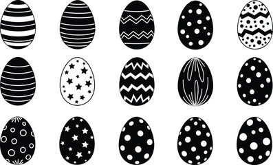 Easter Egg Pattern CAD, Flat Vector Illustration, Decorative Holiday Eggs Design, Hand Drawn Style Sketch, Spring Celebration Art