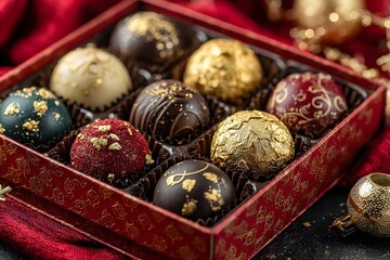 Luxury chocolate box with gold accents
