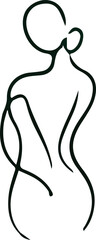 Minimalist logo of elegant woman from behind in continuous line art