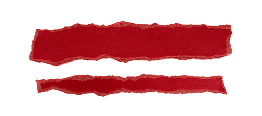 set of red  torn or ripped paper isolated on transparent png background,realistic torn red paper edges,Torn Paper christmas frame effect mockup