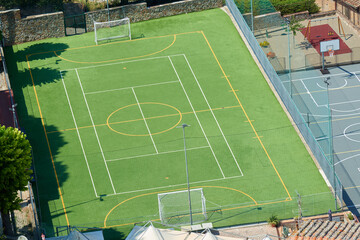 Aerial view of a soccer field