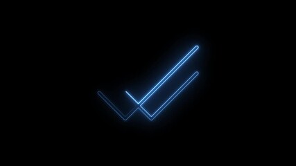Glowing double check mark animation on black background for notifications and approval concepts