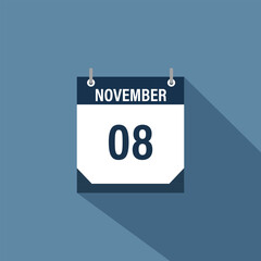 8 November calendar vector illustrations