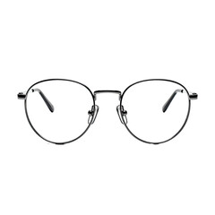 Round eyeglasses, dark gray metal frame