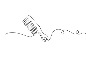 Obraz premium Hair comb outline vector isolated in continuous one line drawing minimalist elegant simple design 