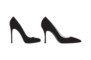 Elegant black high heel shoe silhouettes on white background
