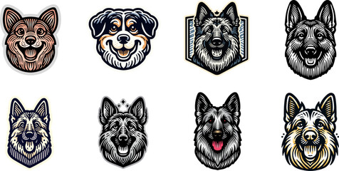 Set of dog logo vector illustrations in mascot style.