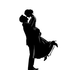 Couple Embracing Silhouette