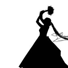 Bride Throwing Bouquet Silhouette