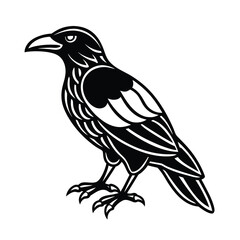 raven in norse celtic style isolated on white background 