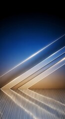 Abstract light trails create a futuristic tunnel effect with a gradient of blue to warm tones
