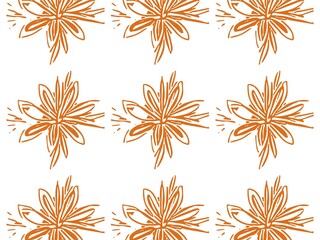 Hand-Drawn Orange Starburst Floral Seamless Pattern Stylish and versatile design suitable for textiles, stationery, branding, and modern backgrounds.