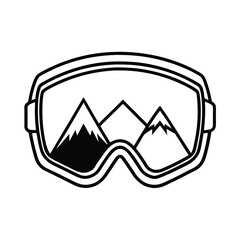 ski goggles with mountain reflection vector illustration 