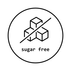 Sugar Free Vector Icon Circle Sign. Diabetic diet badge.