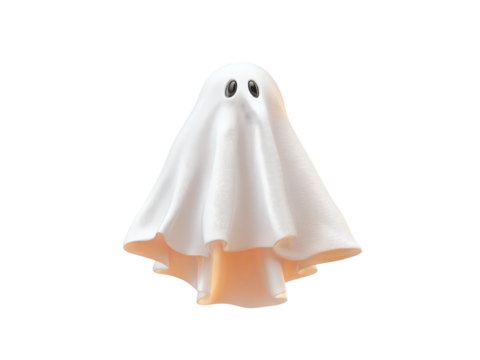 Cute friendly halloween ghost boo sheet costume, Isolated On White, Png Transparent