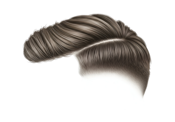 A detailed illustration of a stylish, textured men's hairstyle, showcasing a sculpted fade and voluminous top.