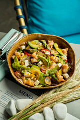 Shrimp and avocado salad with radishes