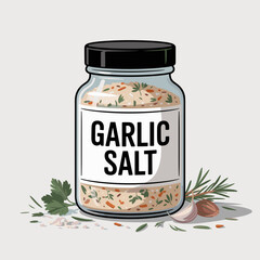 Garlic Salt Jar Vector Illustration