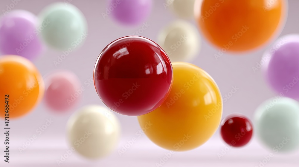 Aufkleber a bunch of colorful balls are floating in the air. the balls are of different colors and sizes, crea