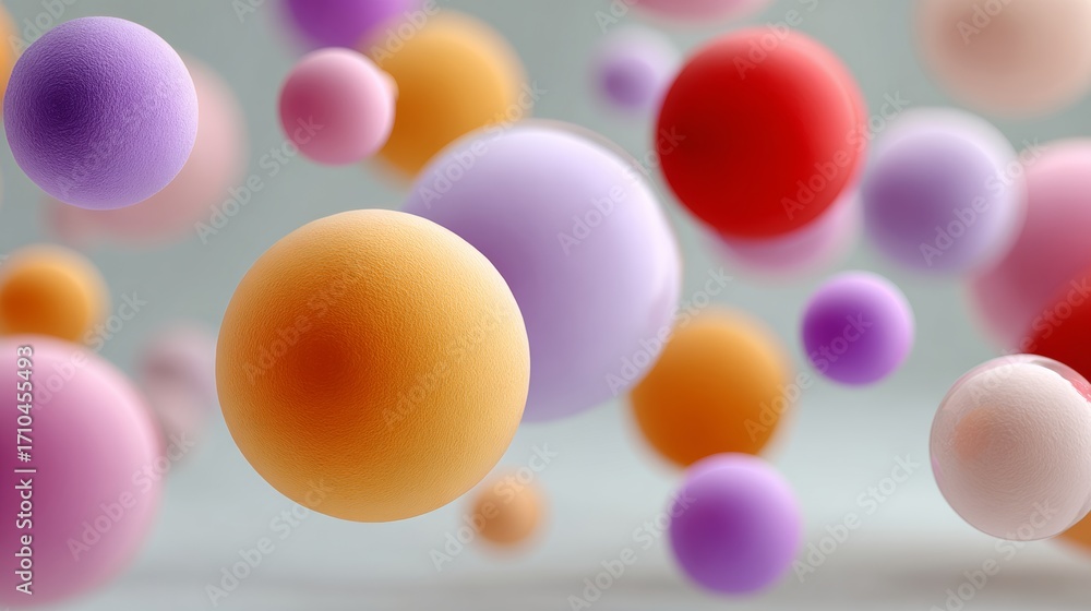 Poster a bunch of colorful balls are floating in the air. the colors are bright and vibrant, creating a liv