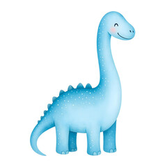 Naklejka premium Cute watercolor dinosaur cartoon illustration isolated on white background