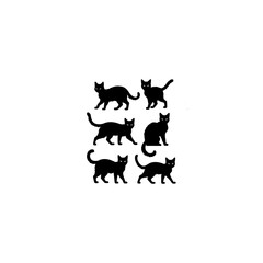 Cat silhouette collection. Set of black Cat silhouette. Cat silhouette set. 