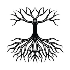 tree root icon set tree root silhouette vector 