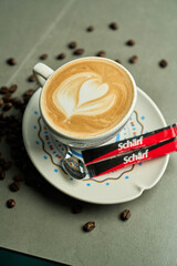 Overhead shot of latte heart