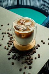 Iced coffee in double walled glass