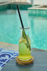 bottle of lemon mint drink