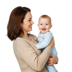 Mother and Baby in Beige Sweater &ndash; Tender Bond of Love, Warmth, and Pure Joy