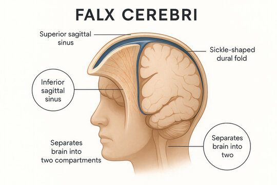 Diagram of the Falx Cerebri, a Dural Fold in the Brain