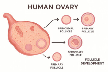 Human Ovary and Follicle Development Diagram