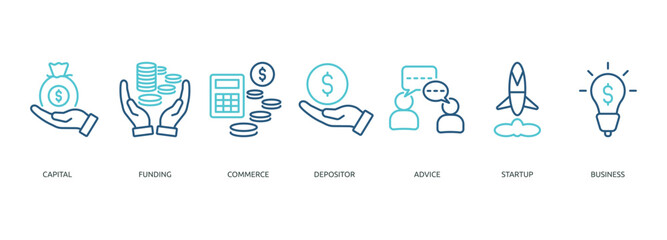 angel investor outline color banner icon of capital, funding, commerce, depositor, advice, startup, business