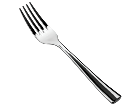 Elegant stainless steel dinner fork isolated on black, Isolated On White, Png Transparent