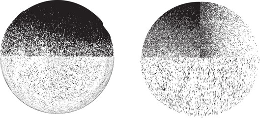 Sprayed black half circle form .Graffiti art design . Noise dispersion circle . Spray effect .Grunge texture . Distressed element .vector
