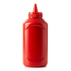 ketchup squeeze bottle red, isolated on white background