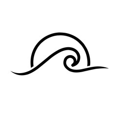 sun and wave line vector. sun and sea logo illustration. sun and beach line vector illustration