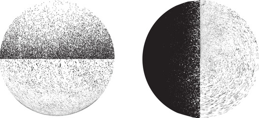 Sprayed black half circle form .Graffiti art design . Noise dispersion circle . Spray effect .Grunge texture . Distressed element .vector
