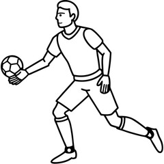 Goalkeeper Hand on Ball line art vector